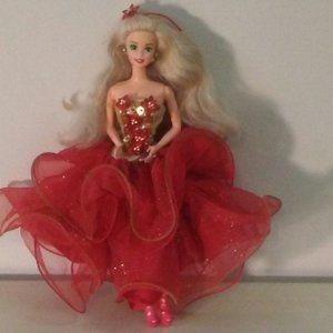 Holiday Barbie 1993 in poinsettia dress